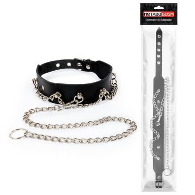 ОШЕЙНИК кожа, цвет чёрный (NTB-80356)