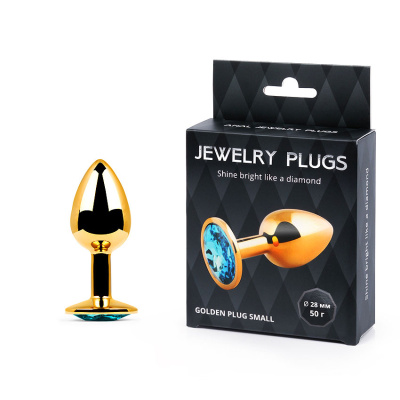 GOLDEN PLUG SMALL (втулка анальная) цвет кристалла голубой, L 72 мм, D 28 мм, вес 50г, (GS-05)