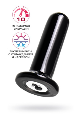 Стеклянный мини-вибратор Sexus Glass, стекло, черный, 10 см (УТ-00002071)