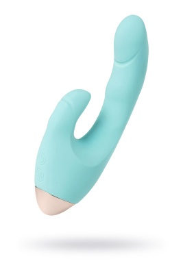 Вибратор с клиторальным стимулятором L'EROINA by TOYFA Crystal, силикон, голубой, 18,3 см (0T-000152